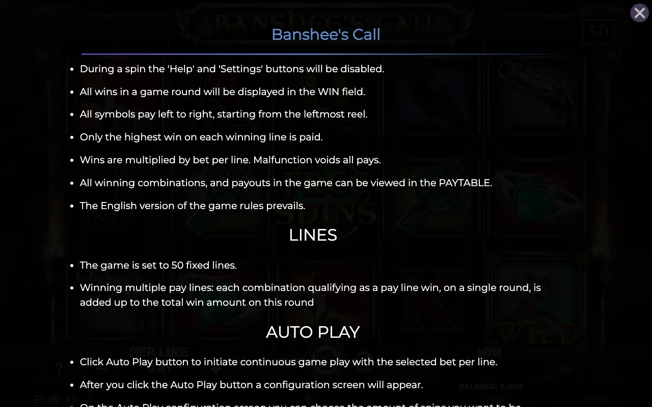 Game rules, page 7 — Banshees Call