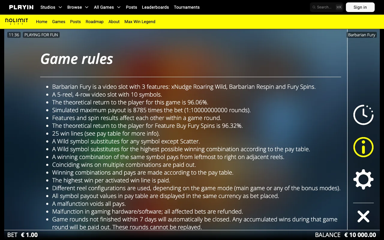 Game rules, page 1 — Barbarian Fury