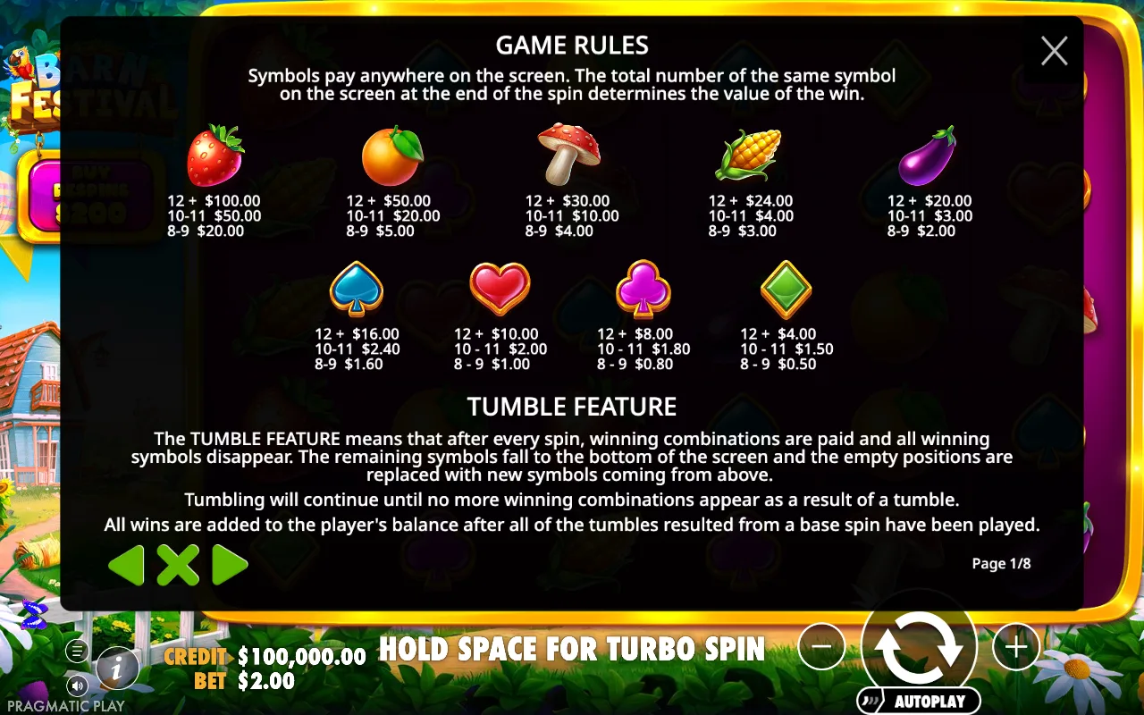 Game rules, page 1 — Barn Festival