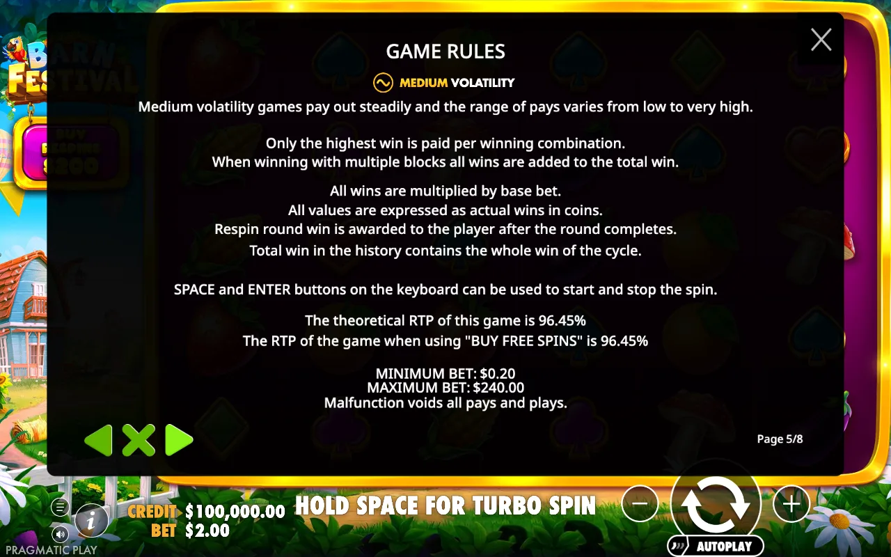 Game rules — Barn Festival