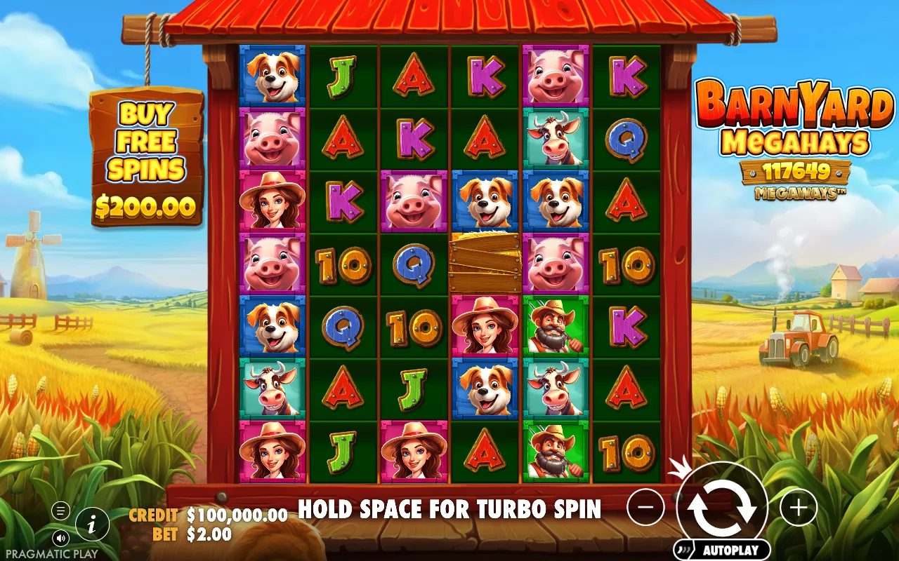The base game — Barnyard Megahays Megaways