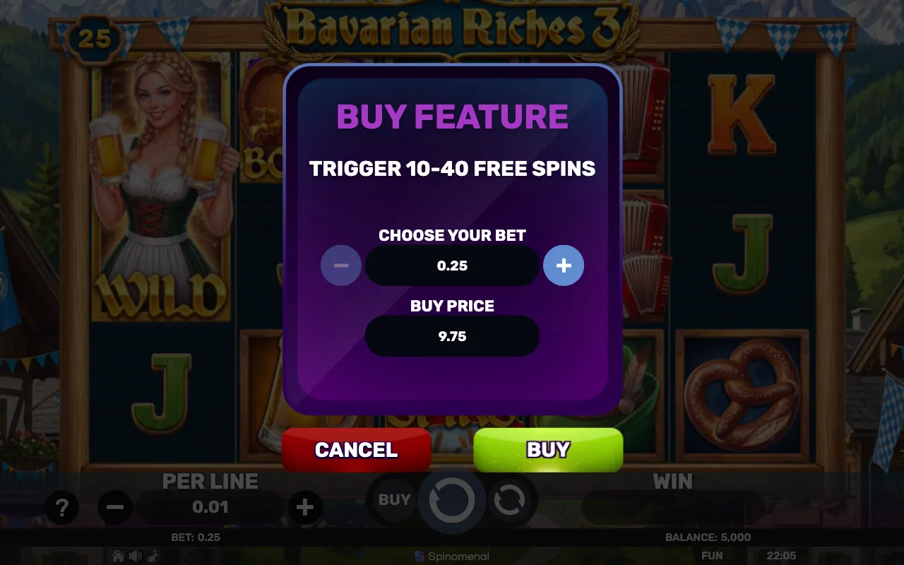 Buying the feature — Bavarian Riches 3