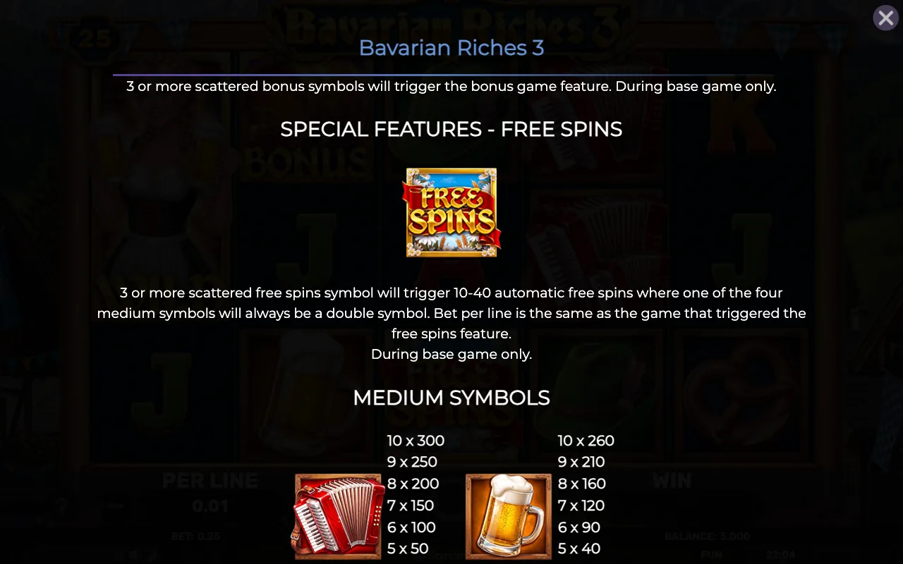 Special features - free spins — Bavarian Riches 3