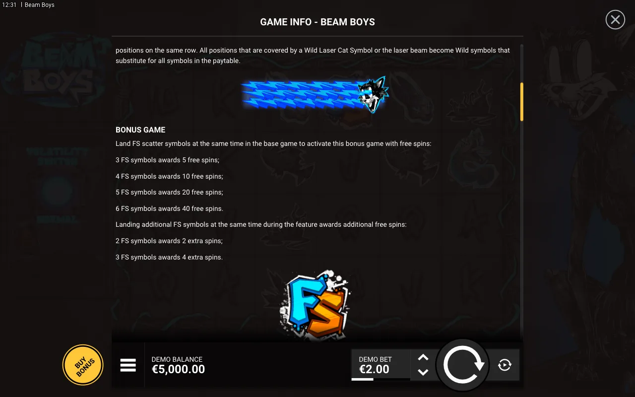 Bonus game — Beam Boys