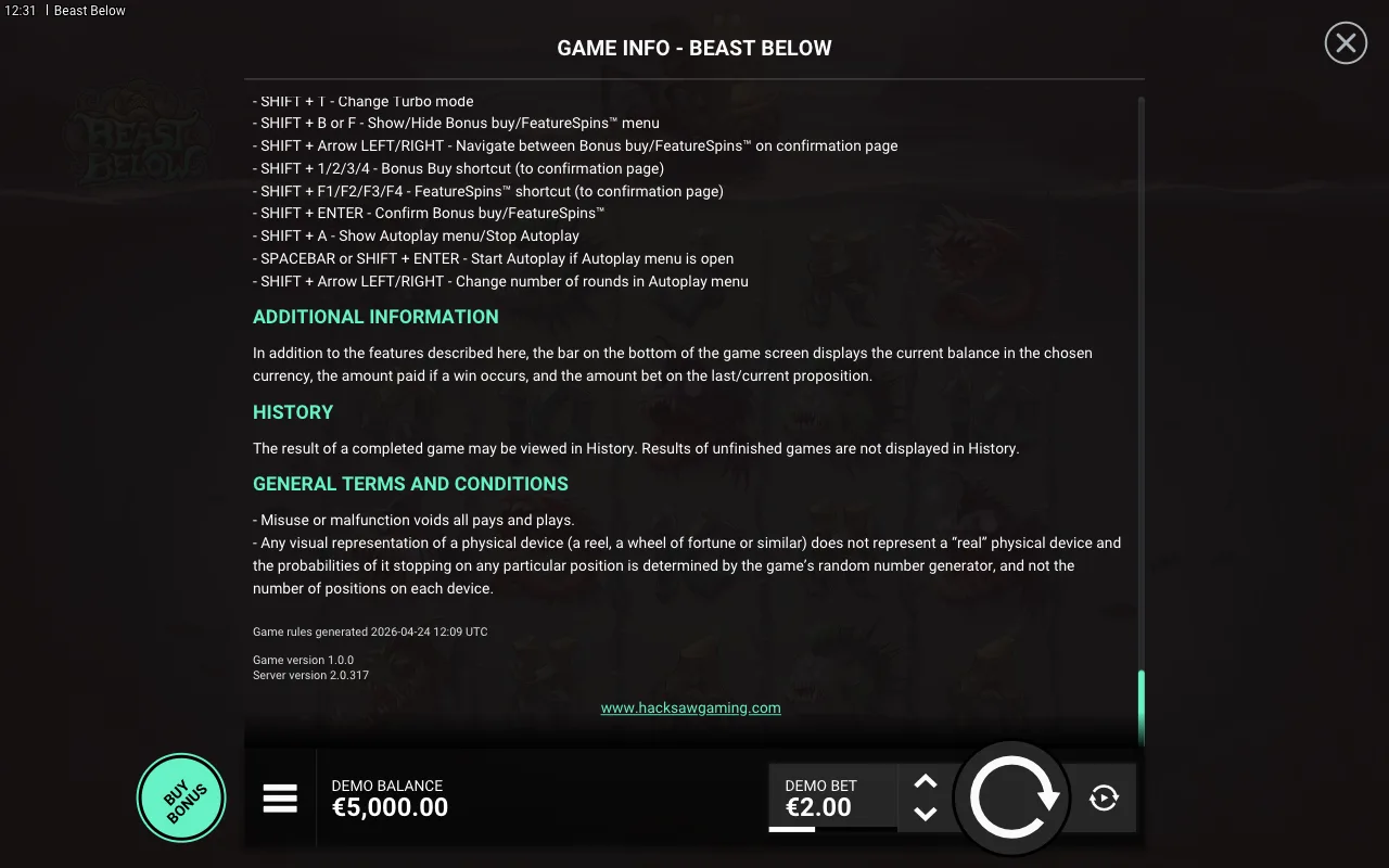 Game rules, page 9 — Beast Below