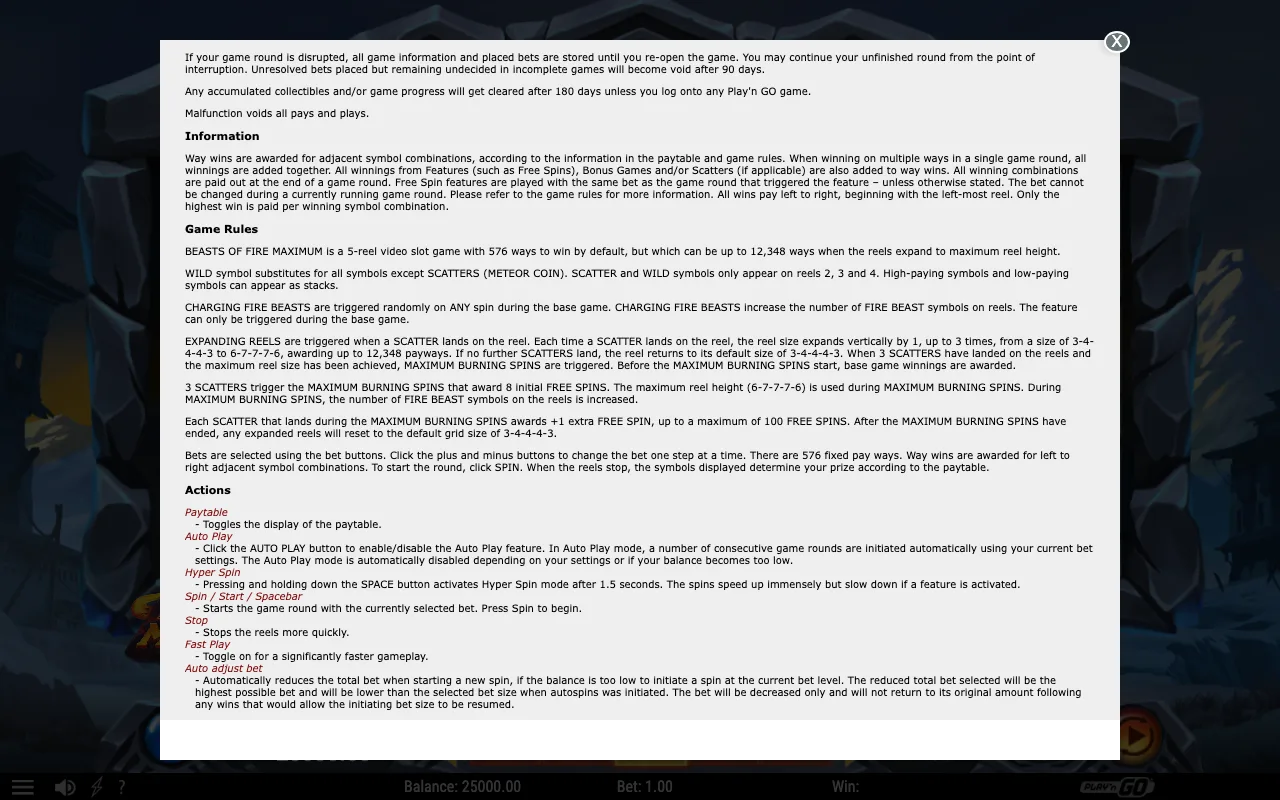 Game rules, page 2 — Beasts of Fire Maximum