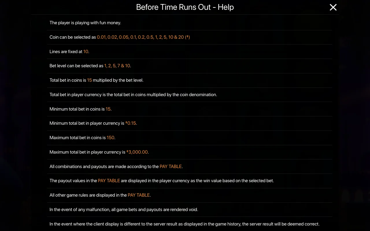 Game rules, page 1 — Before Time Runs Out