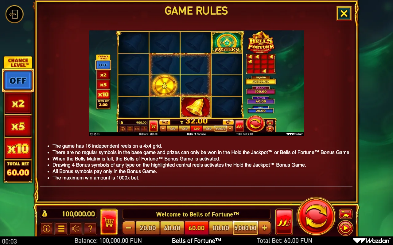 Game rules, page 13 — Bells of Fortune