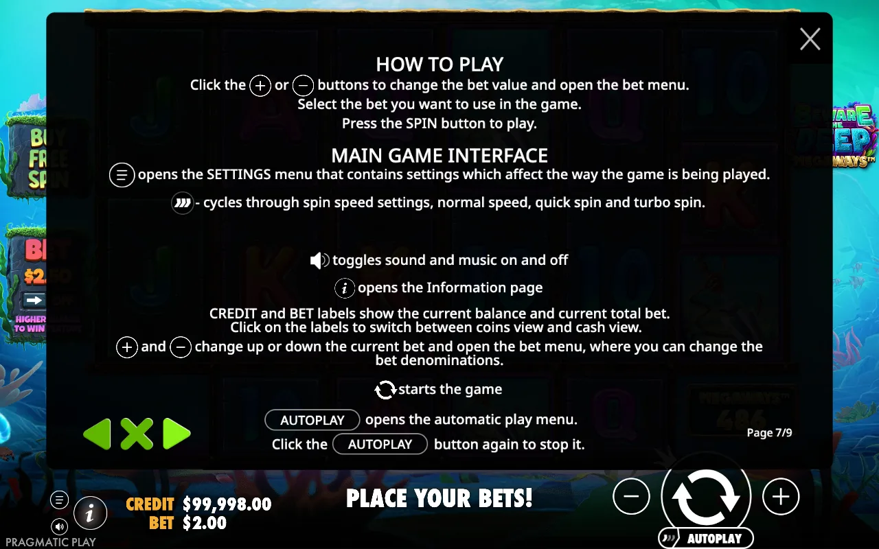 How to play — Beware the Deep Megaways