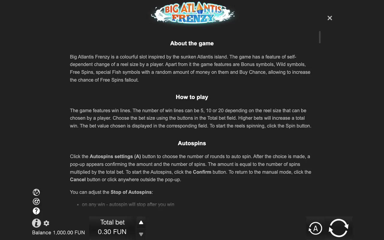 Game rules, page 6 — Big Atlantis Frenzy