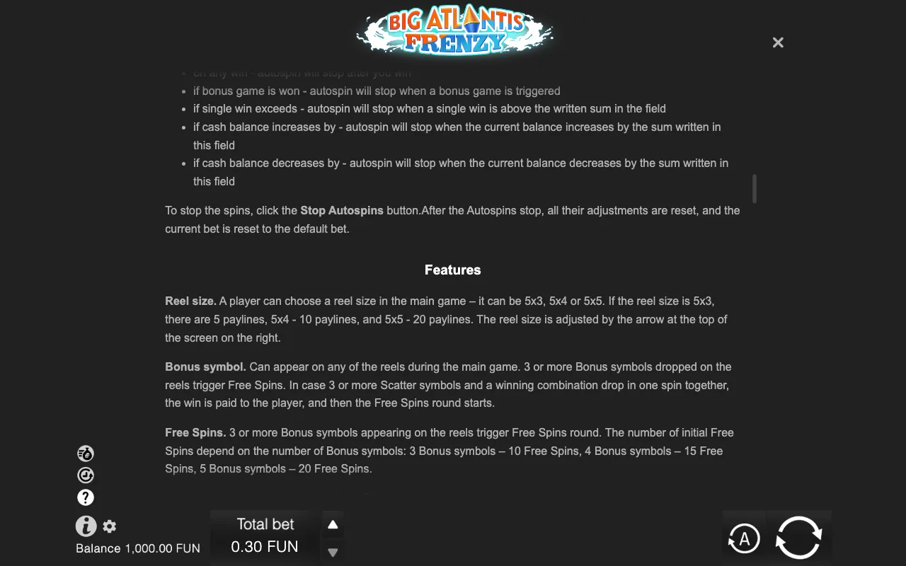 Game rules, page 7 — Big Atlantis Frenzy