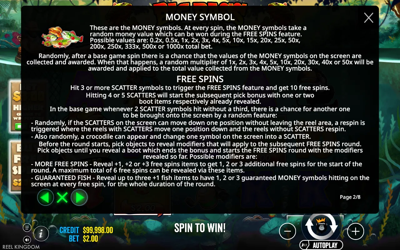Game rules, page 2 — Big Bass Amazon Xtreme