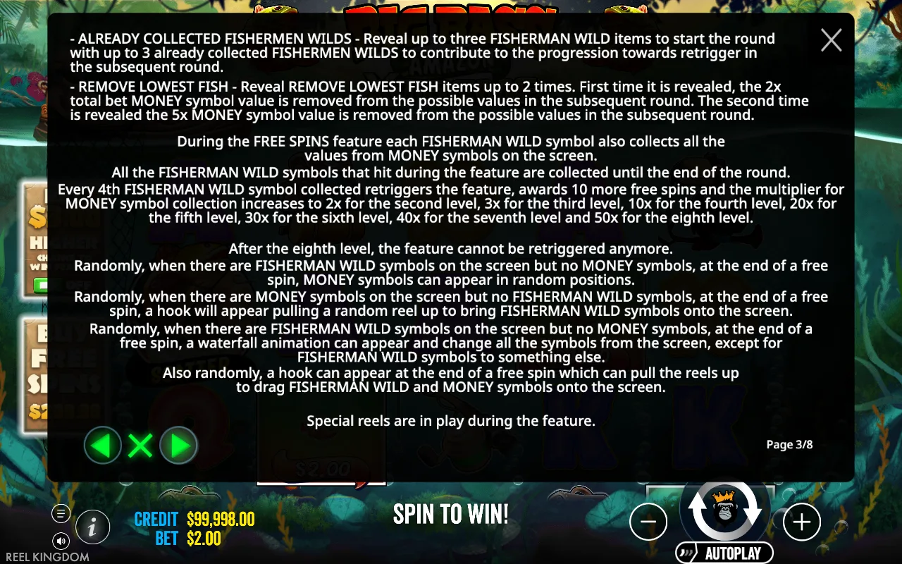 Game rules, page 3 — Big Bass Amazon Xtreme