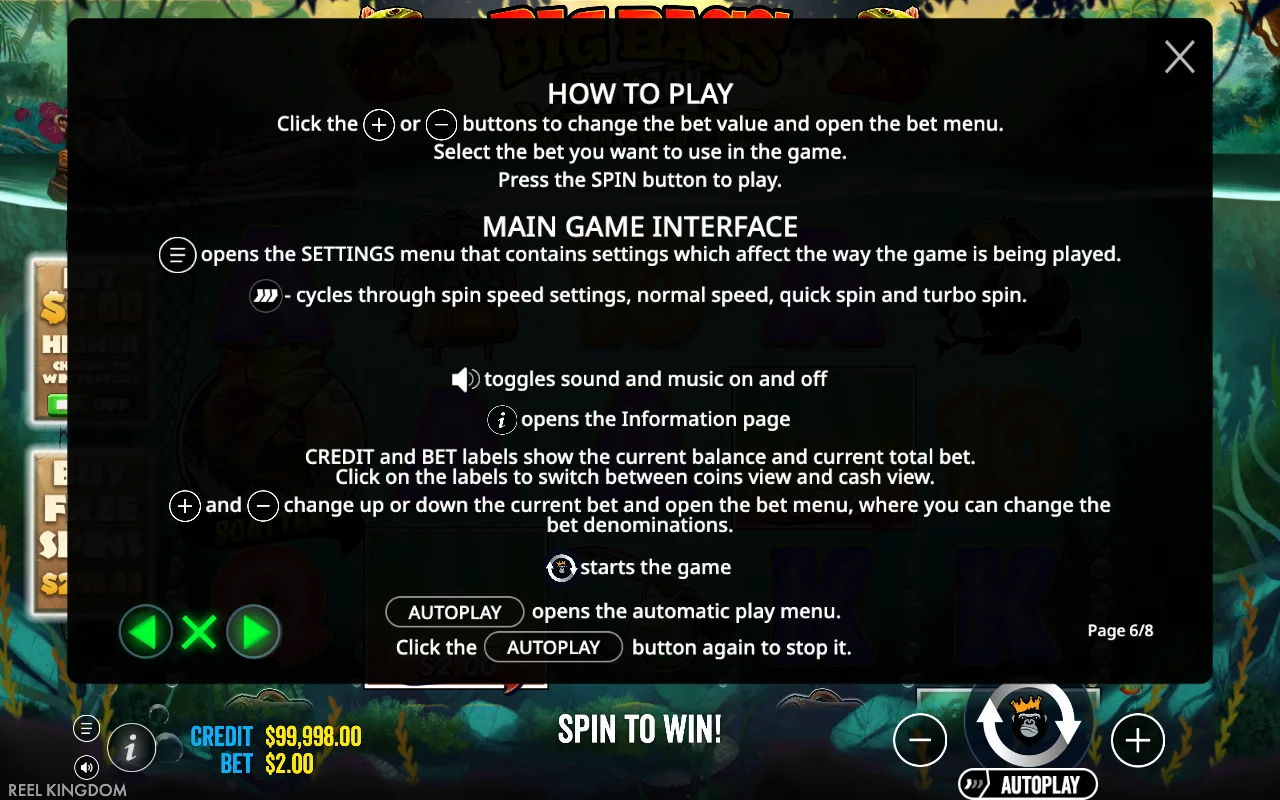 How to play — Big Bass Amazon Xtreme