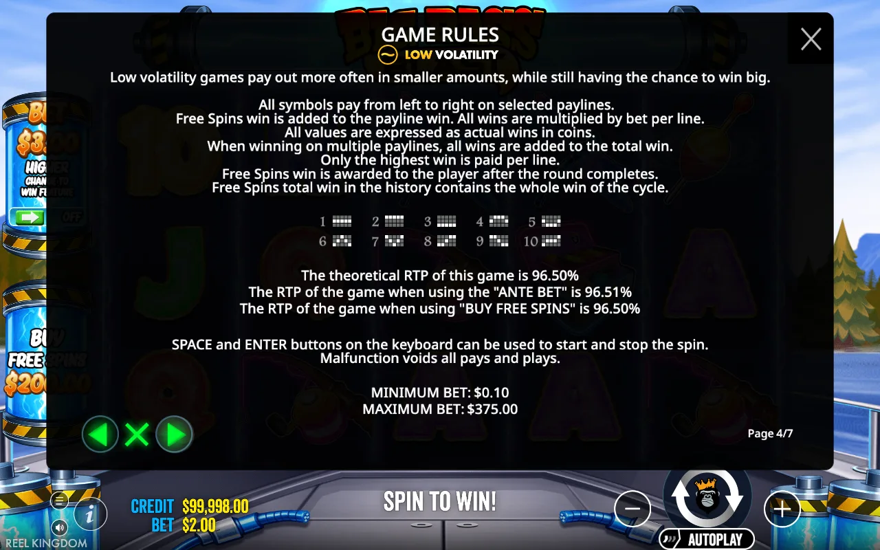 Game rules, page 4 — Big Bass Blast