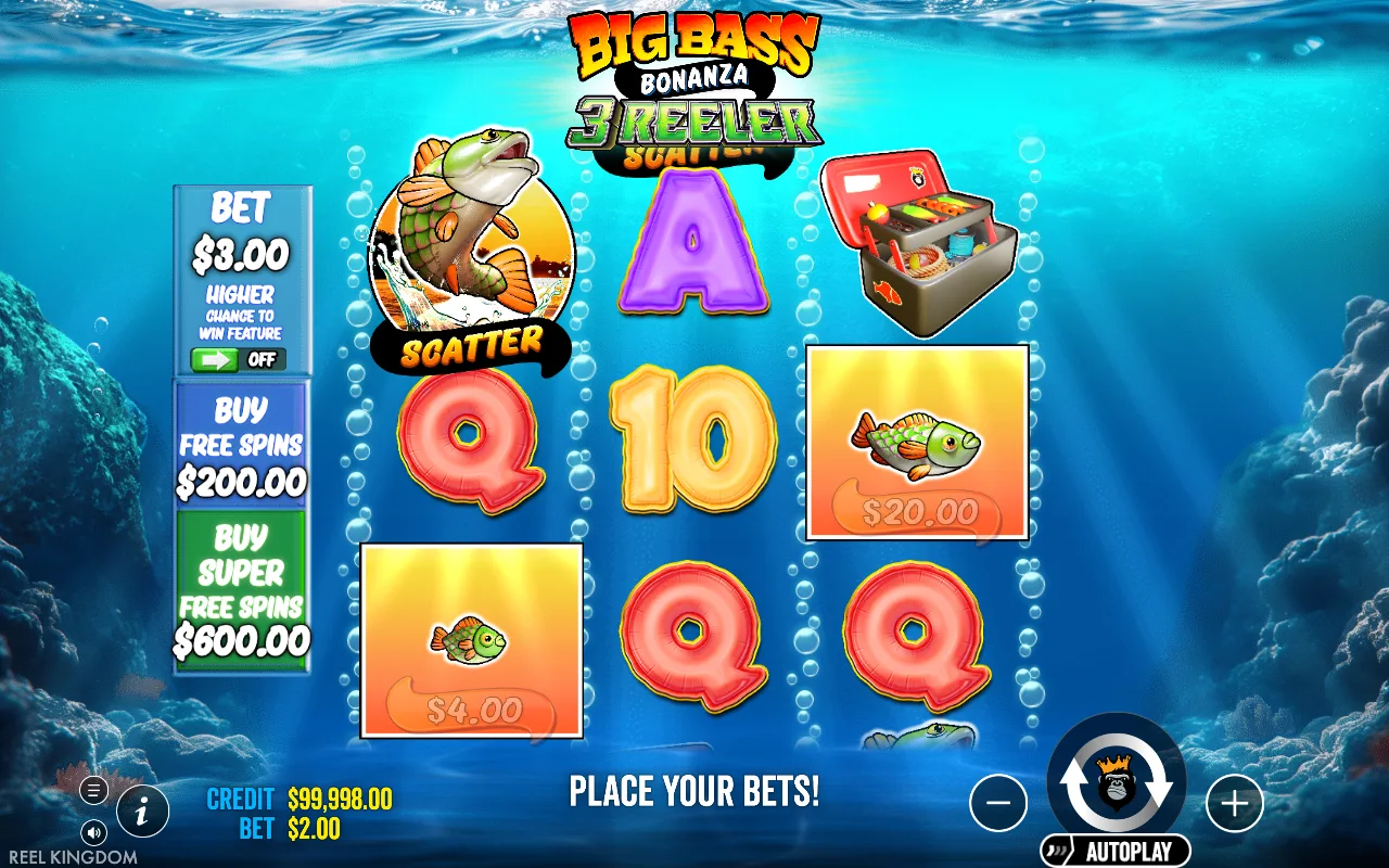 The base game — Big Bass Bonanza 3-Reeler