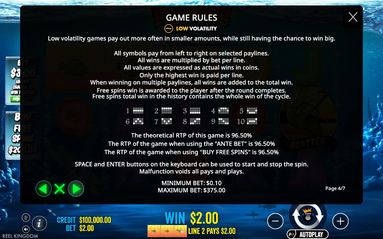Game rules, page 4 — Big Bass Bonanza Reel Action