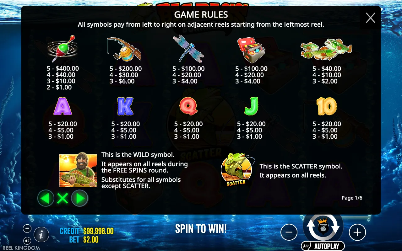 Game rules, page 7 — Big Bass Bonanza