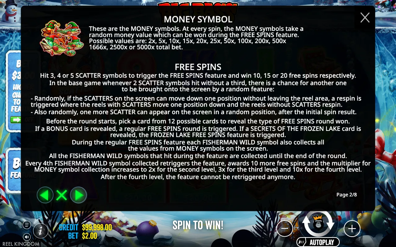 Free spins — Big Bass Christmas Frozen Lake