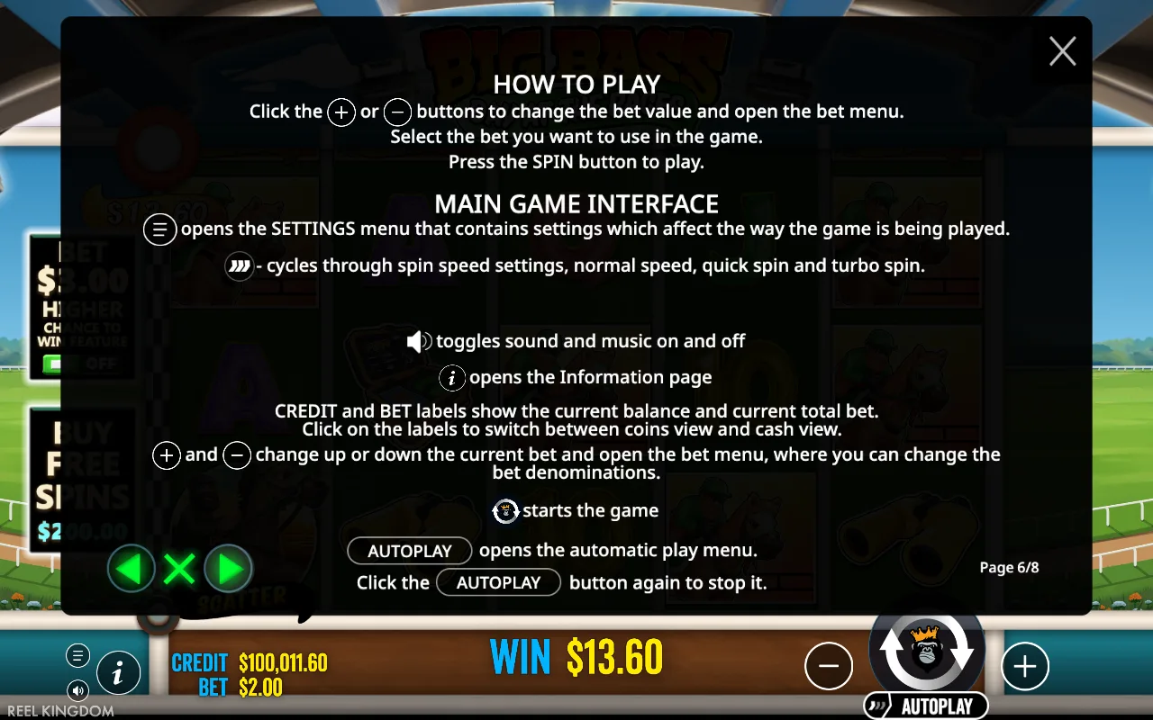How to play — Big Bass Day at the Races