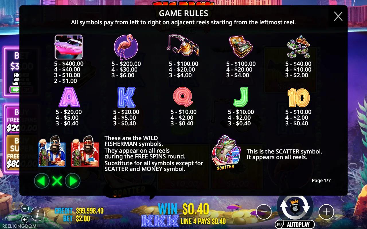 Game rules, page 1 — Big Bass Double Down Deluxe