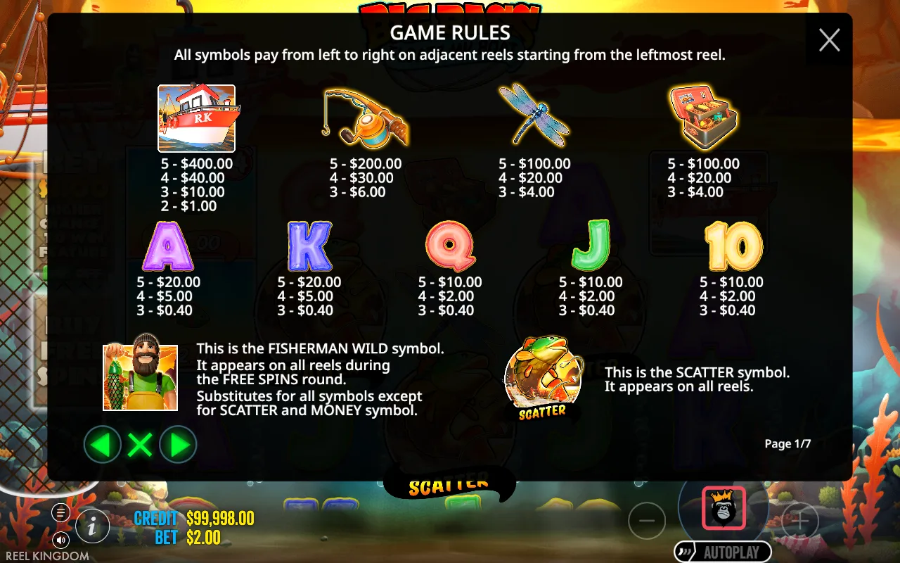 Game rules, page 1 — Big Bass Floats My Boat