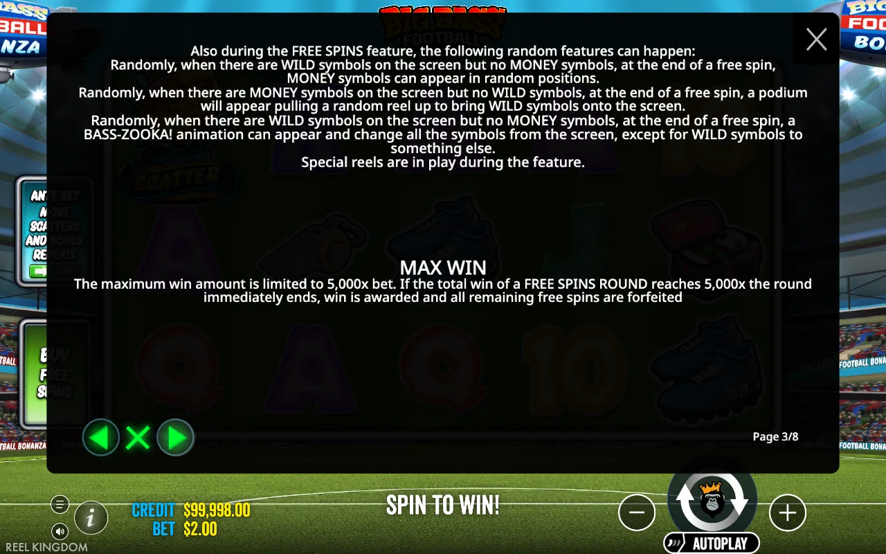 Game rules, page 3 — Big Bass Football Bonanza