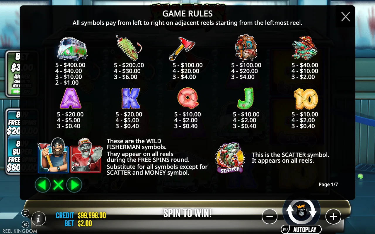 Game rules, page 1 — Big Bass Halloween 3
