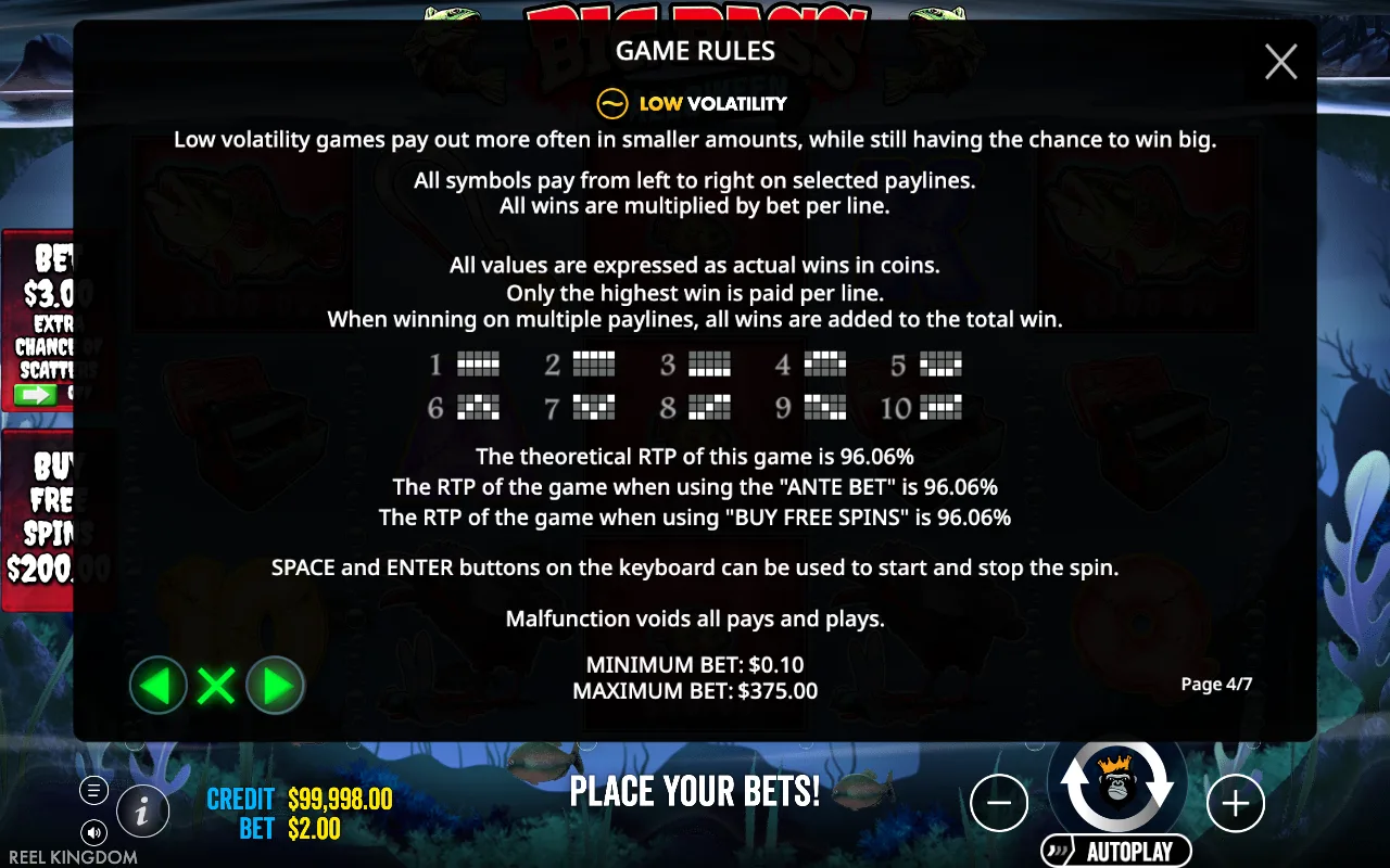Game rules, page 4 — Big Bass Halloween