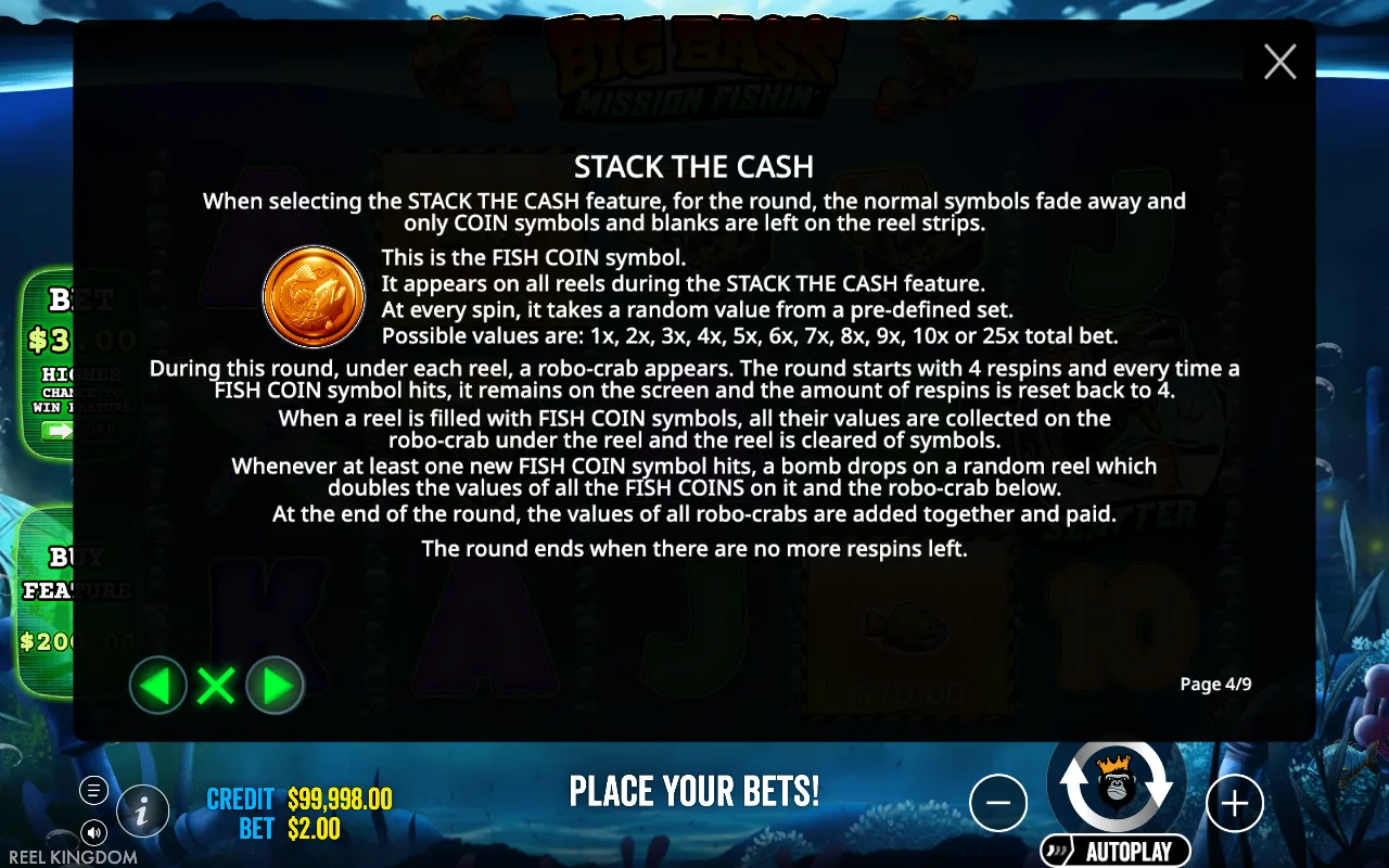 Game rules, page 4 — Big Bass Mission Fishin