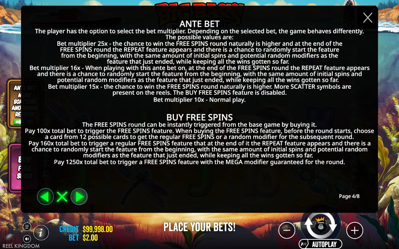 Ante bet — Big Bass Reel Repeat
