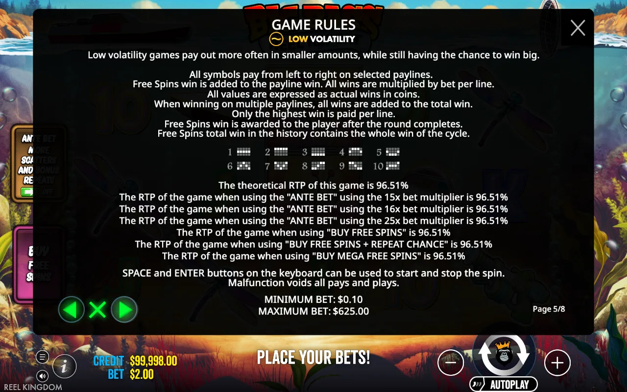 Game rules, page 5 — Big Bass Reel Repeat