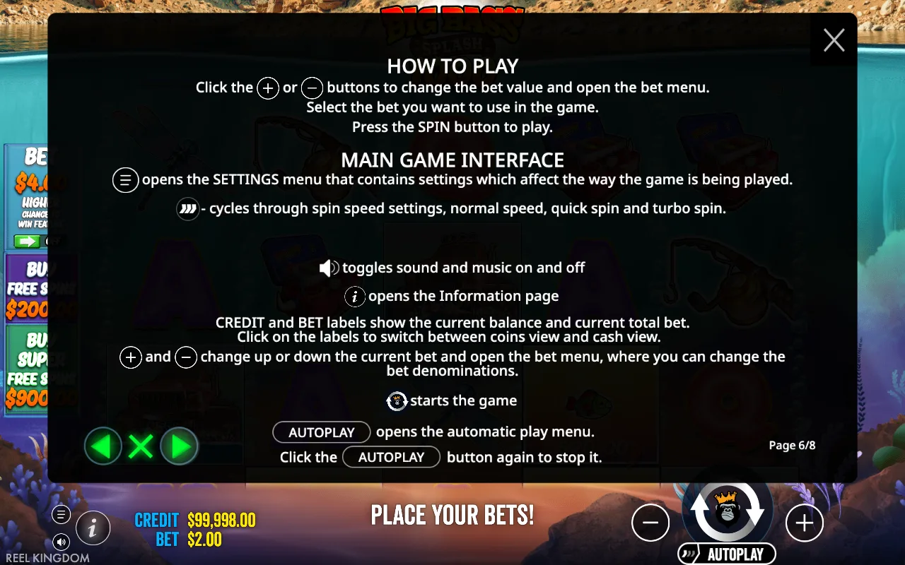 How to play — Big Bass Splash 1000