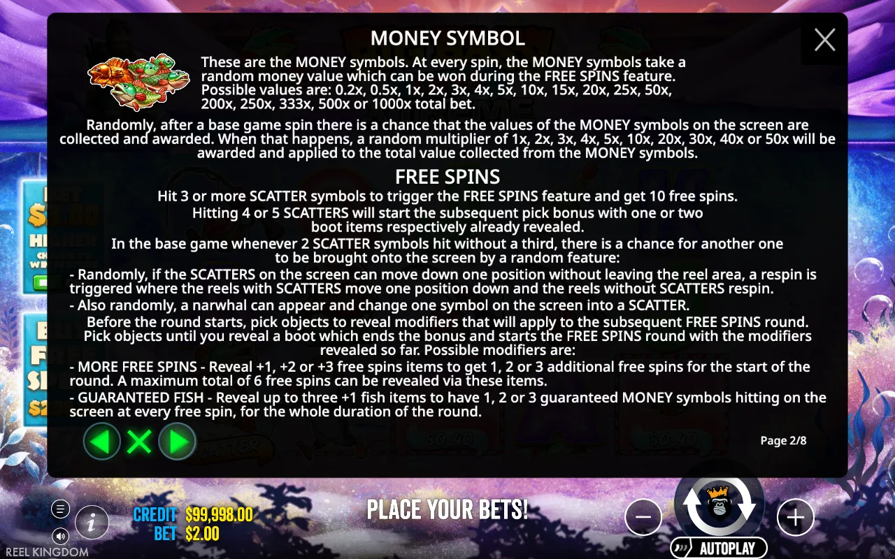 Game rules, page 2 — Big Bass Xmas Extreme