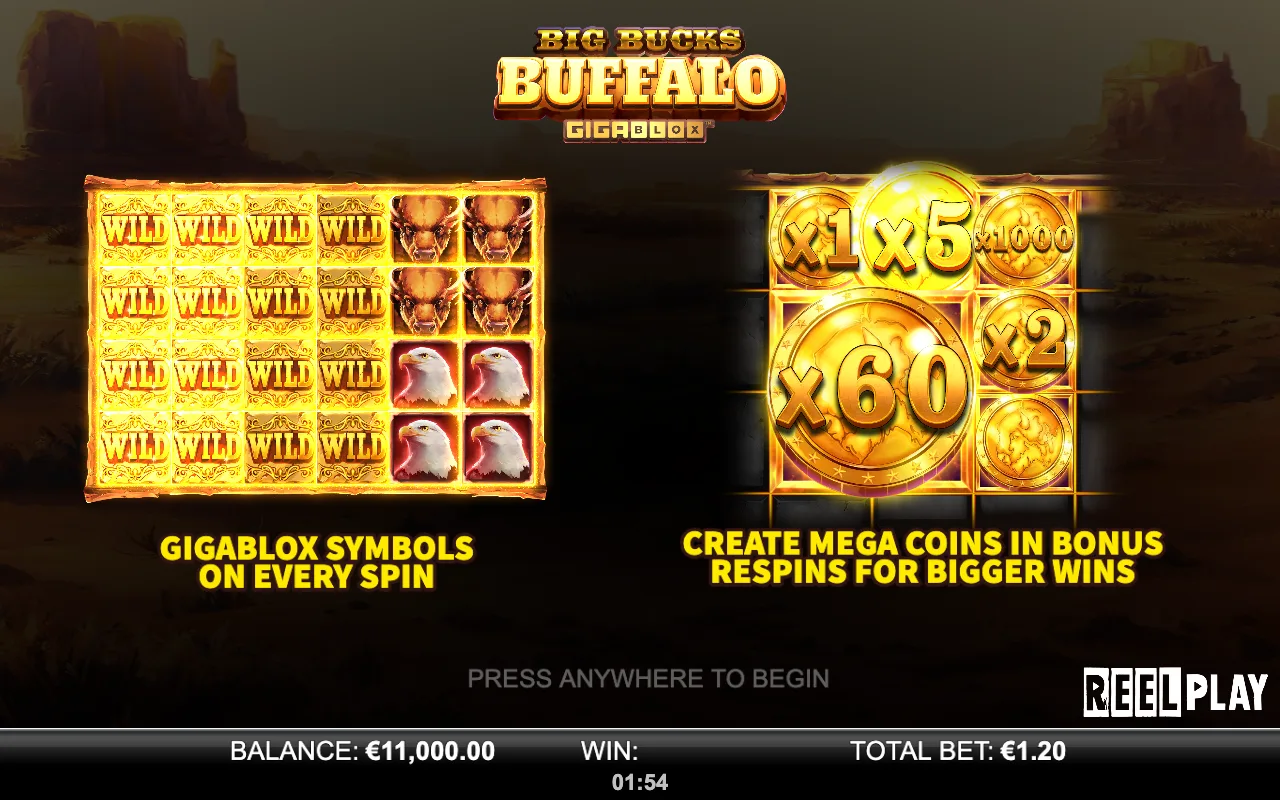 Le jeu de base — Big Bucks Buffalo Gigablox
