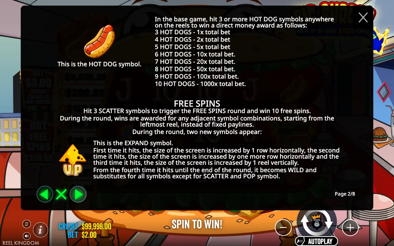 Game rules, page 2 — Big Burger Load it up with Xtra Cheese
