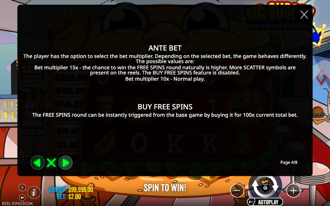 Ante bet — Big Burger Load it up with Xtra Cheese
