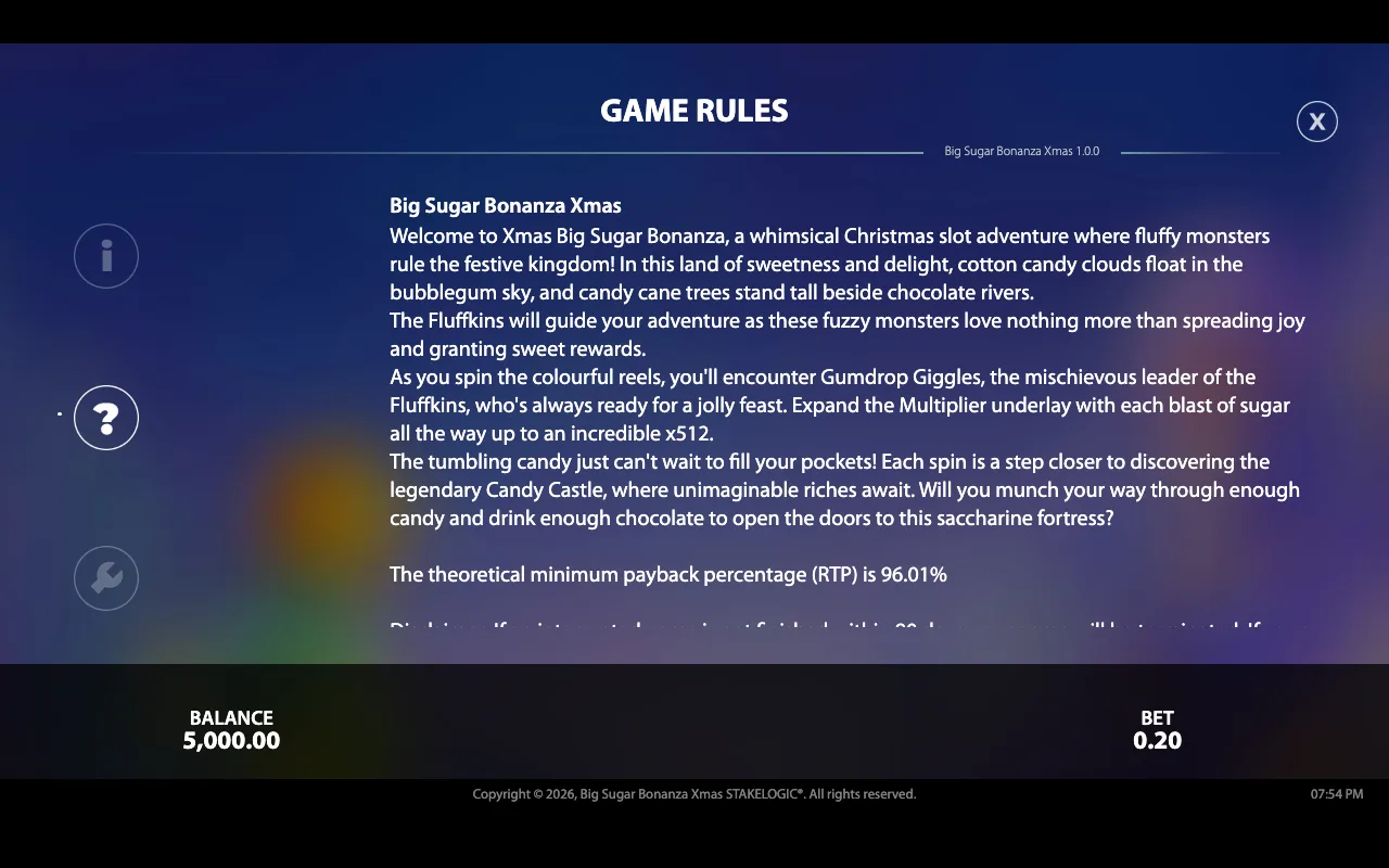 Game rules — Big Sugar Bonanza Xmas