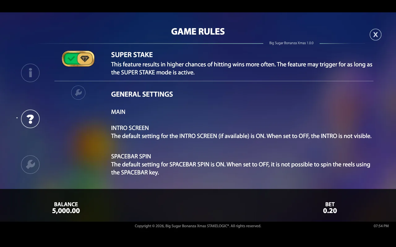 Game rules — Big Sugar Bonanza Xmas