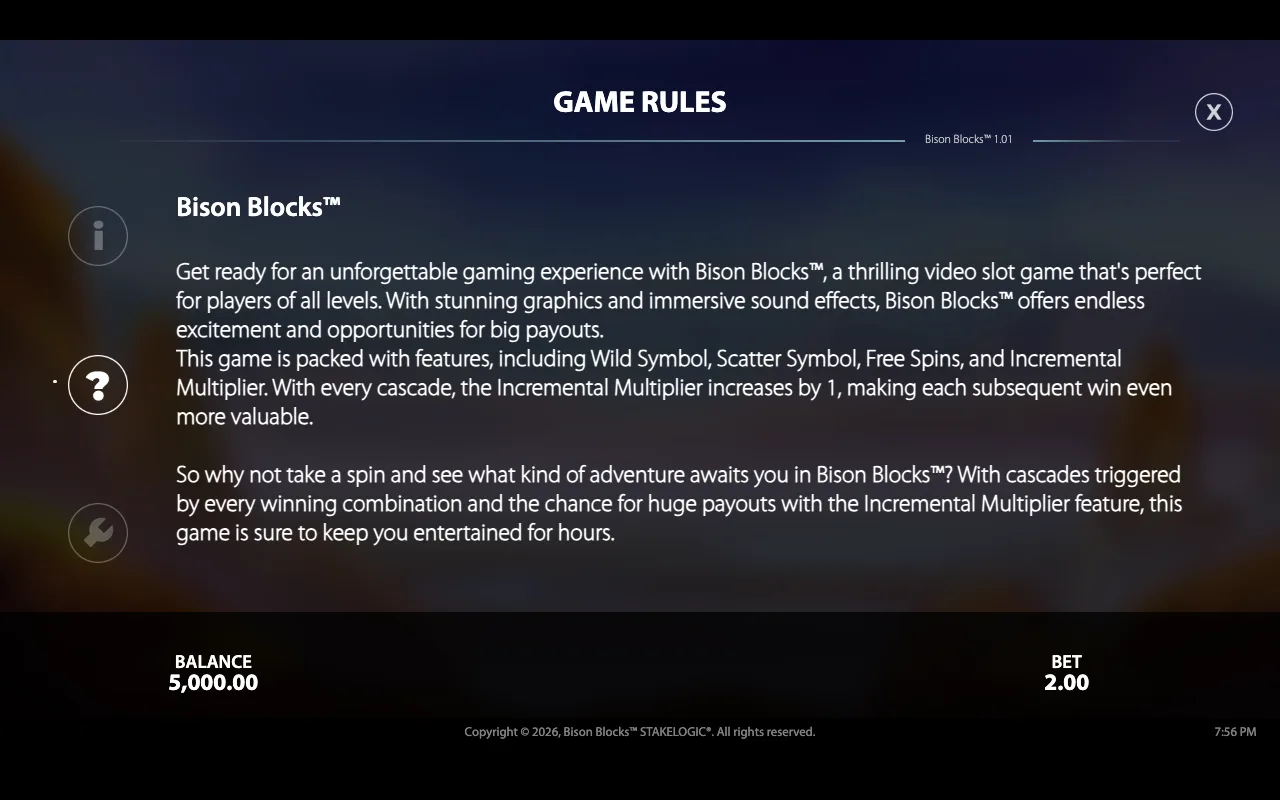Game rules — Bison Blocks