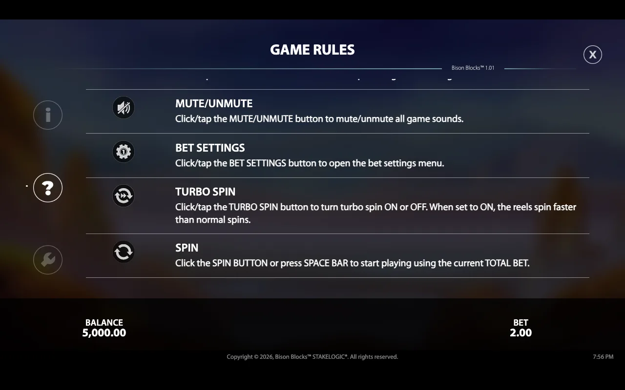 Game rules — Bison Blocks
