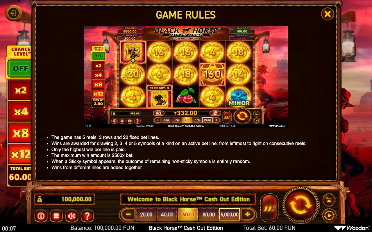Game rules, page 9 — Black Horse Cash Out Edition