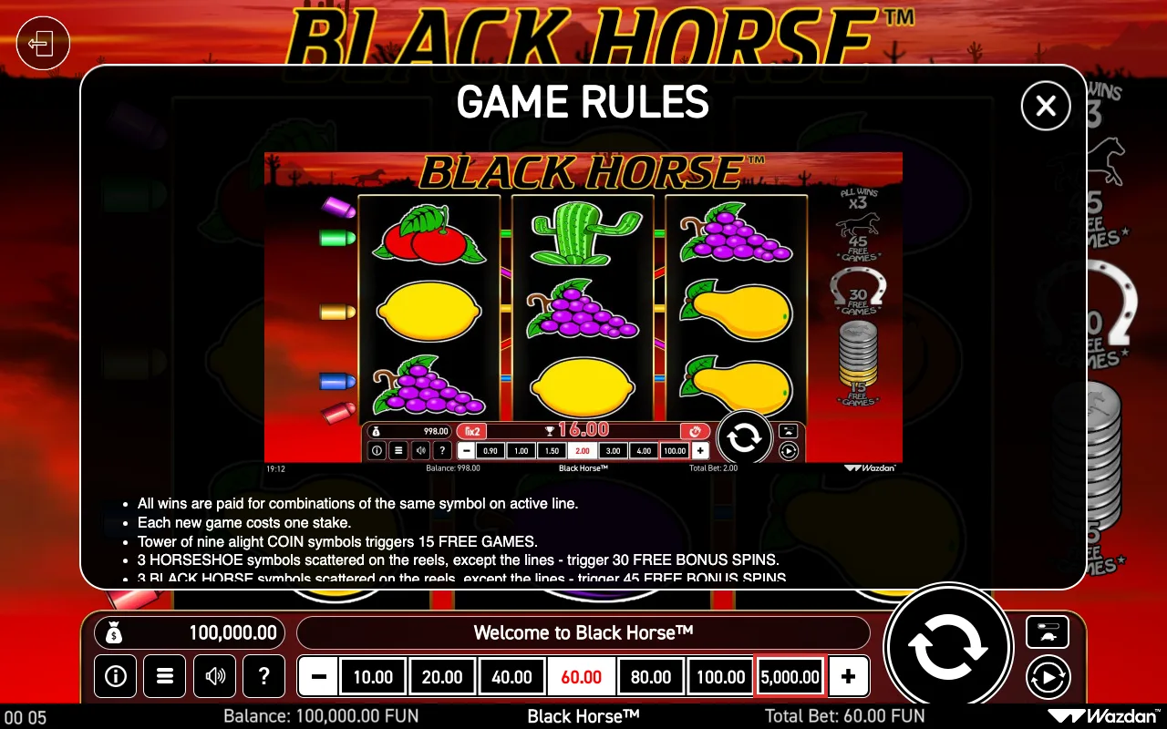 Game rules, page 2 — Black Horse