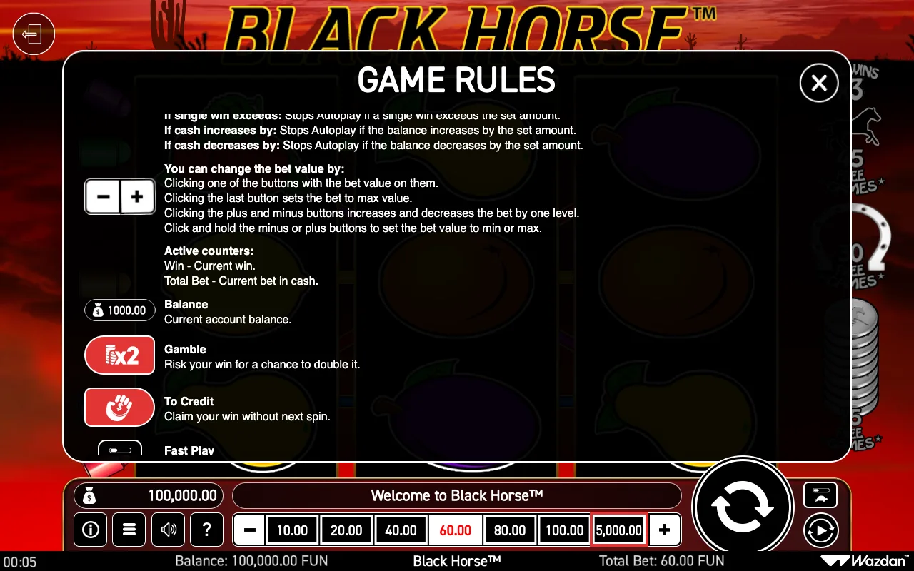 Game rules, page 5 — Black Horse