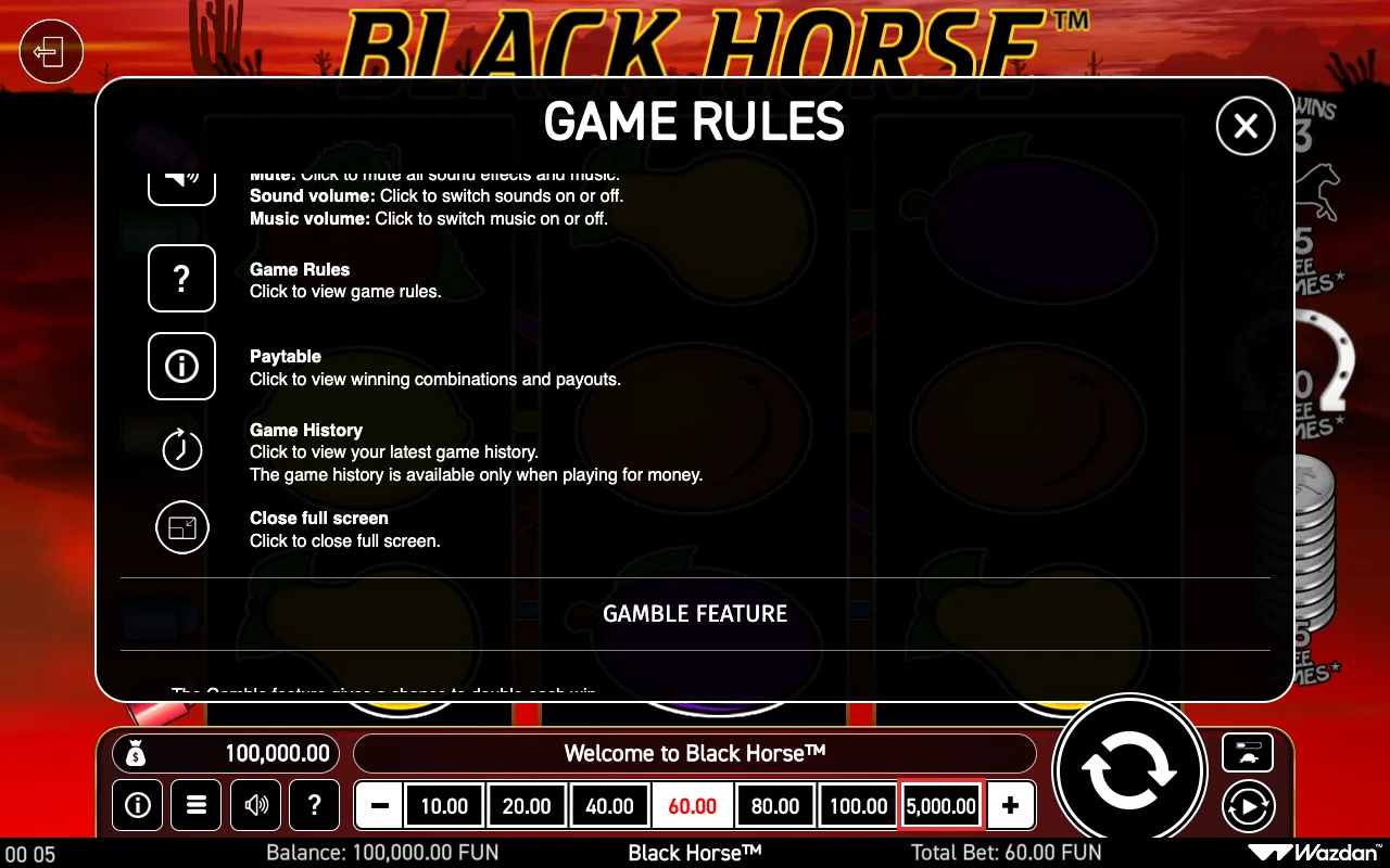 Game rules, page 6 — Black Horse