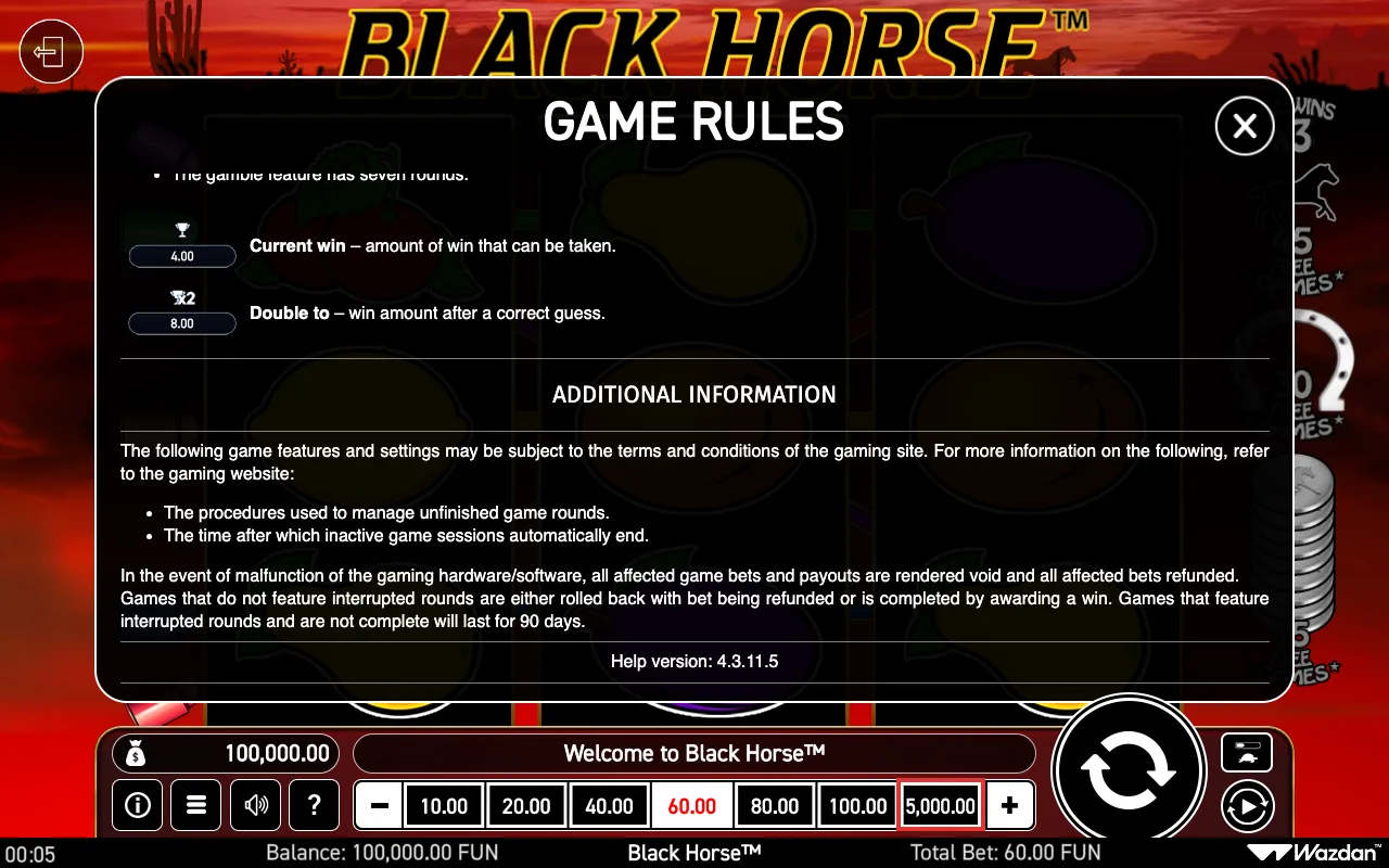 Game rules, page 7 — Black Horse
