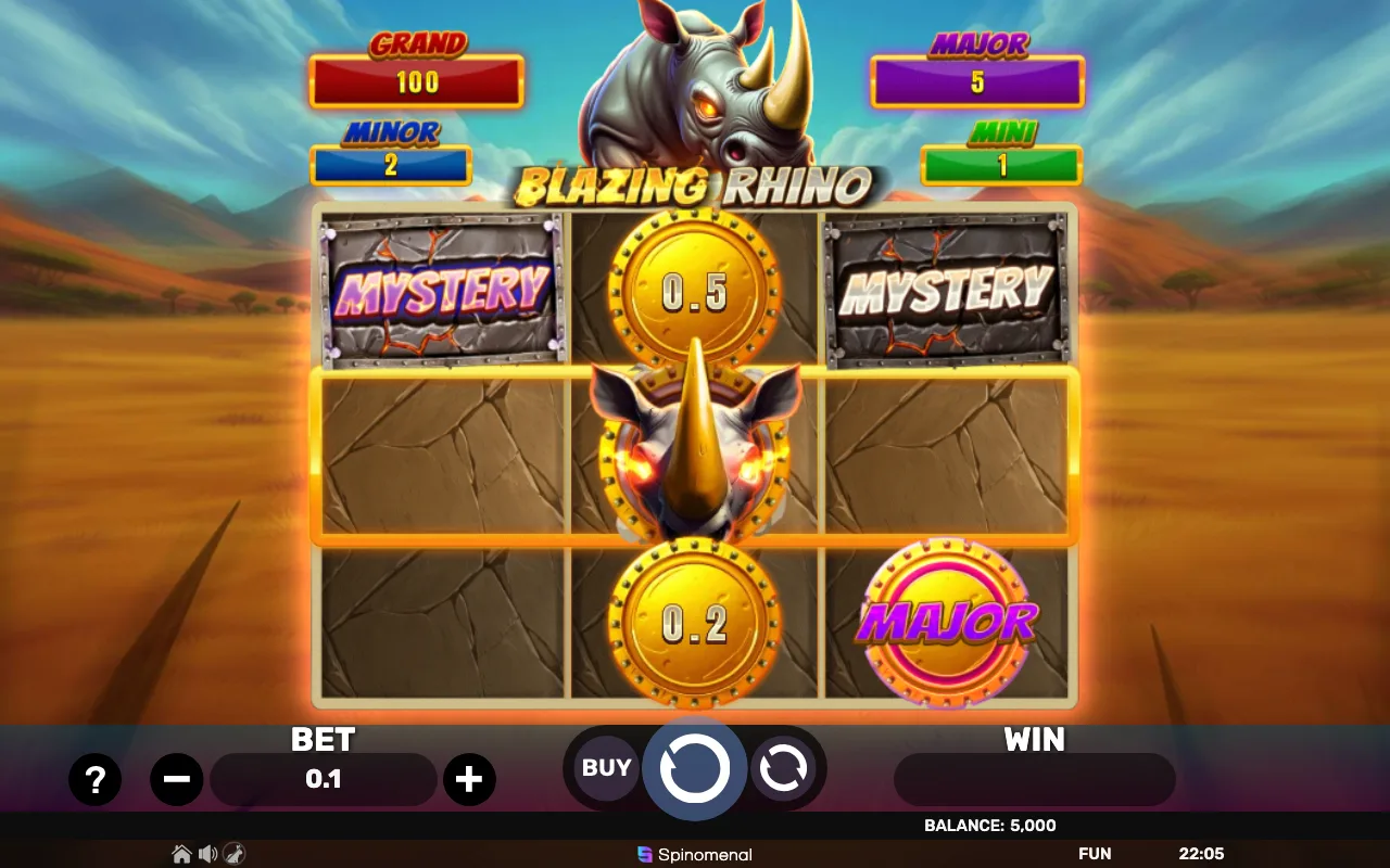 The base game — Blazing Rhino Blast The Bonus 3x3