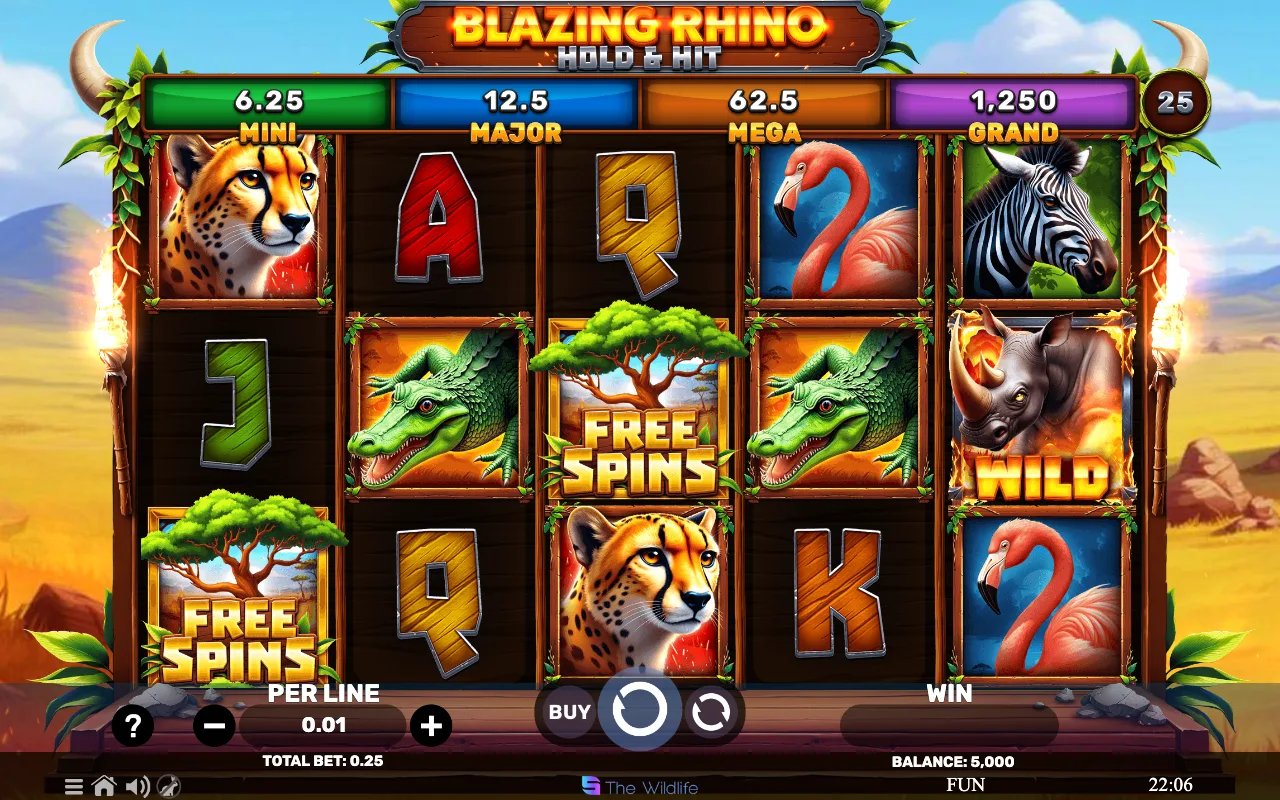 The base game — Blazing Rhino Hold Hit