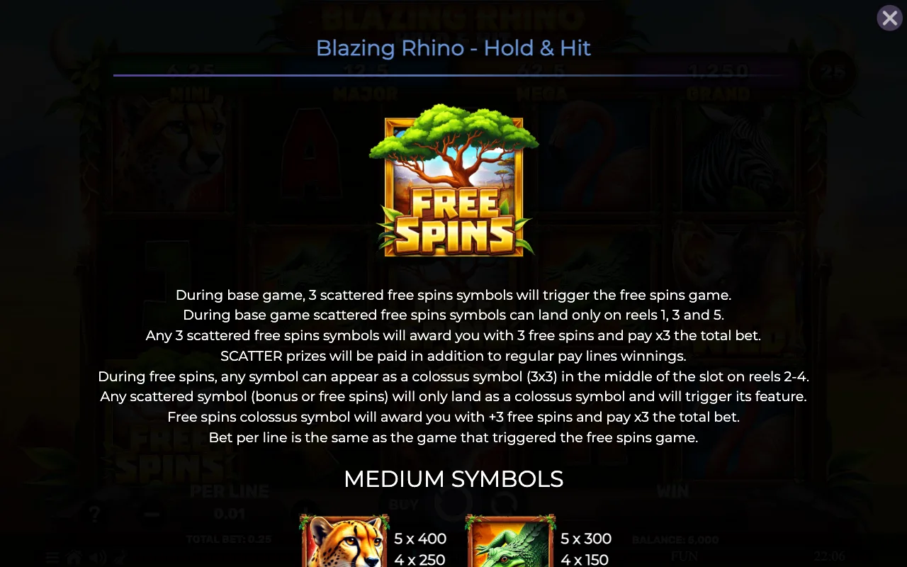 Game rules, page 3 — Blazing Rhino Hold Hit