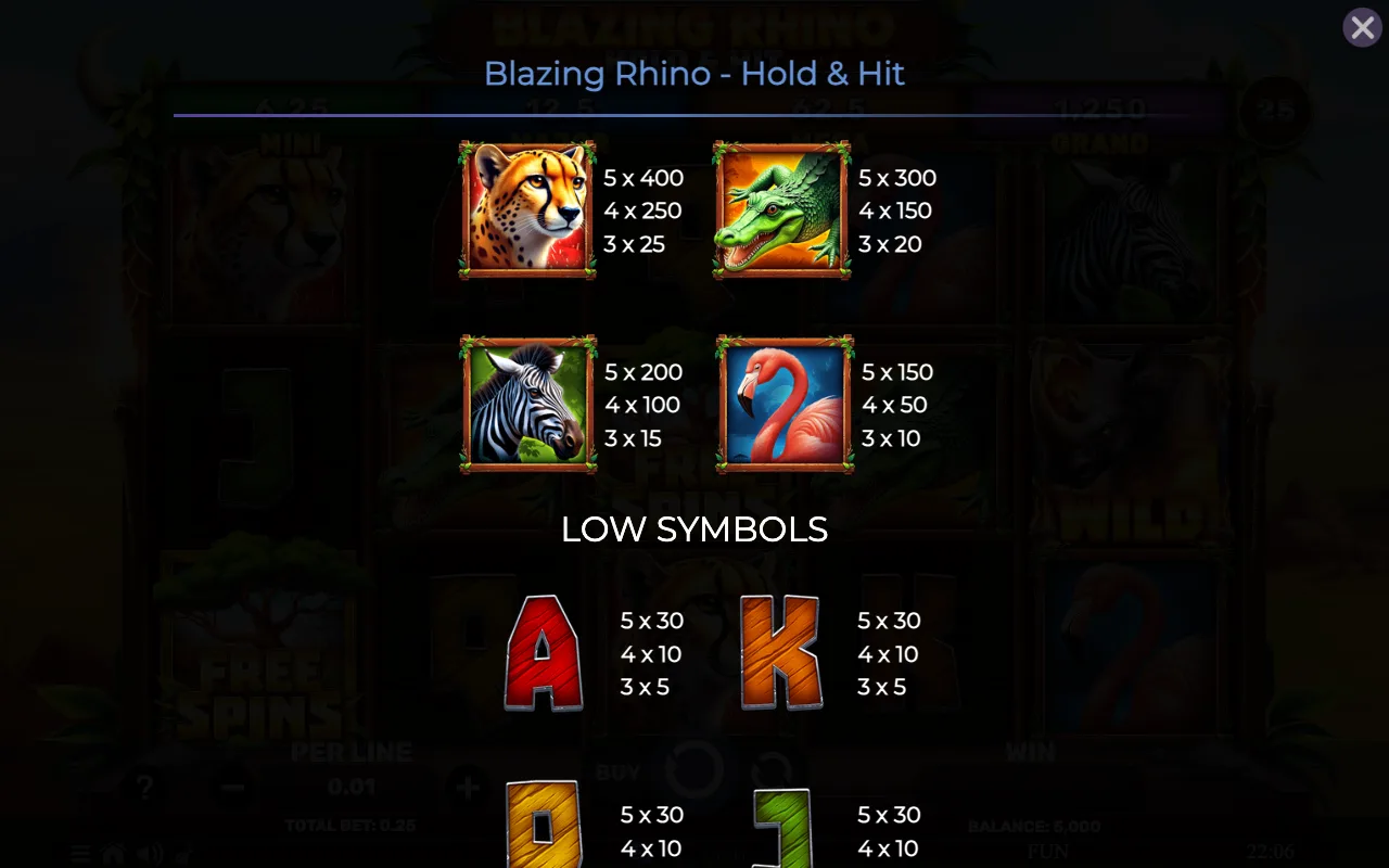 Game rules, page 4 — Blazing Rhino Hold Hit